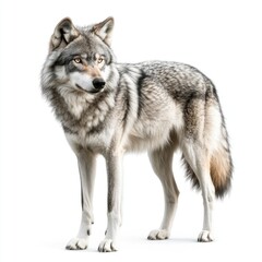 Obraz premium Wolf Standing On White Surface