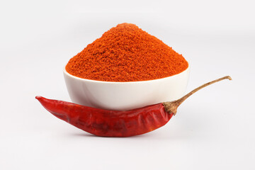 Indian spices, paprika powder or red chilli powder, selective focus