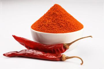 Indian spices, paprika powder or red chilli powder, selective focus