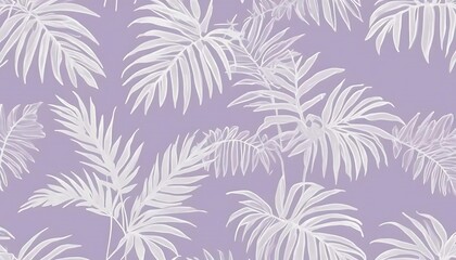 White Palm Leaves on a Lavender Background