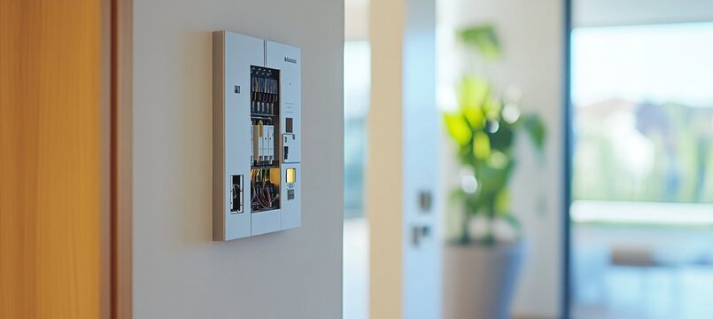 Modern electrical panel controlling smart home automation system