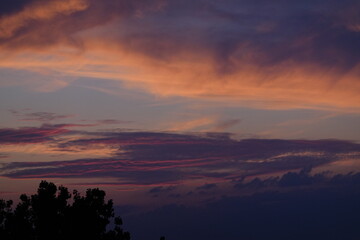 Rose sunset and colorful clouds