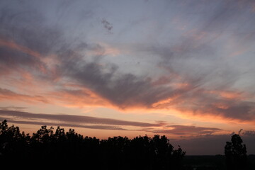 Rose sunset and colorful clouds