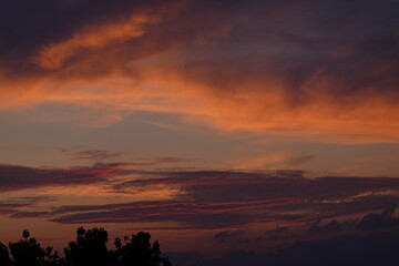Rose sunset and colorful clouds
