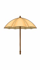 Beige Umbrella with Wooden Handle