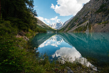 mountain lake Shavlinsky in the Altai mountains in summer