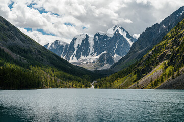 mountain lake Shavlinsky in the Altai mountains in summer