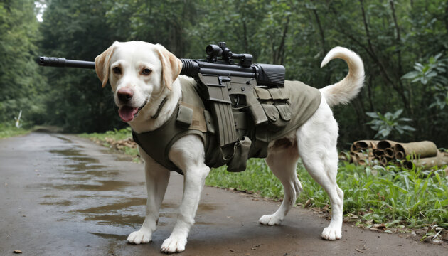A dog as Rambo.