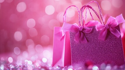 Fototapeta premium Colorful shopping bags falling on pink background,handbag with discount,Sale,discount, promotion, Online shopping concept,3D Illustrations,sale banner,sale word balloon,promotion online concept.