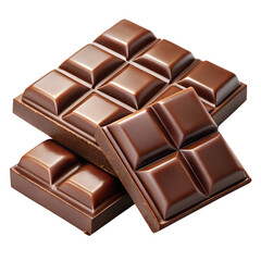 Obraz premium Big chocolate and small ones are each split into three parts isolated on transparent background