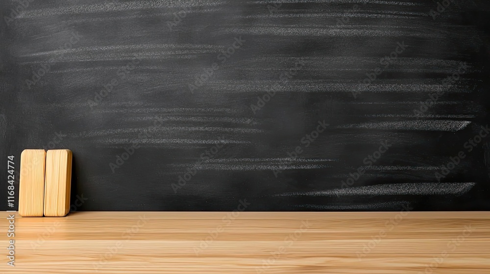 Poster chalkboard abstract background idea. empty chalkboard with wood surface ready for writing or drawing