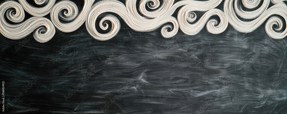 Poster Chalkboard abstract background idea. Chalkboard design featuring swirls, perfect for creative projects and presentations.