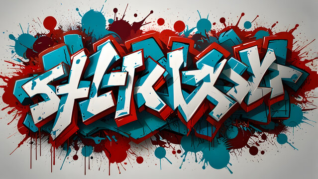 Fototapeta A vibrant and colorful graffiti-style text design with bold colors and dripping paint effects. 