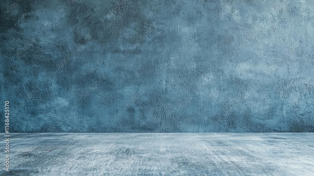 Poster grungy abstract background idea. a textured blue wall with a smooth floor, ideal for backgrounds and