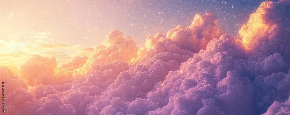 Aufkleber Galaxy abstract background concept. Breathtaking clouds illuminated by soft sunlight at dawn, creating a serene atmosphere.