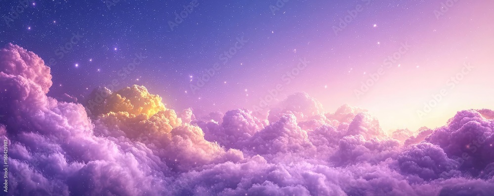 Poster Galaxy abstract background concept. A breathtaking view of soft clouds illuminated by a vibrant sunset.