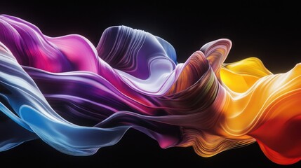 Obraz premium Colored Waves on Black Background