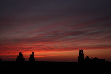 Fototapeta premium Rose sunset and colorful clouds