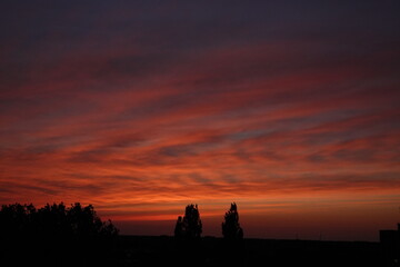Fototapeta premium Rose sunset and colorful clouds