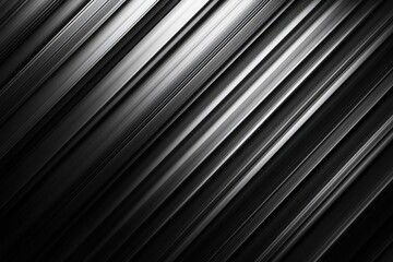 Obraz premium Diagonal metal stripes with sleek silver textures and sharp contrasts on a dark background.