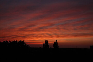 Rose sunset and colorful clouds