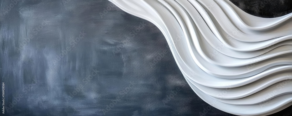 Aufkleber Chalkboard abstract background idea. Abstract wall design with flowing white shapes on a dark background.