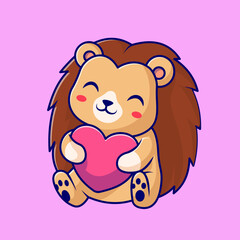Cute Hedgehog Holding Love Heart Cartoon Vector Icon 
Illustration. Animal Holiday Icon Concept Isolated Premium 
Vector. Flat Cartoon Style 