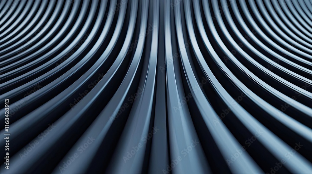 Poster Grid abstract background idea. Close-up view of smooth, undulating lines in a futuristic, metallic design.
