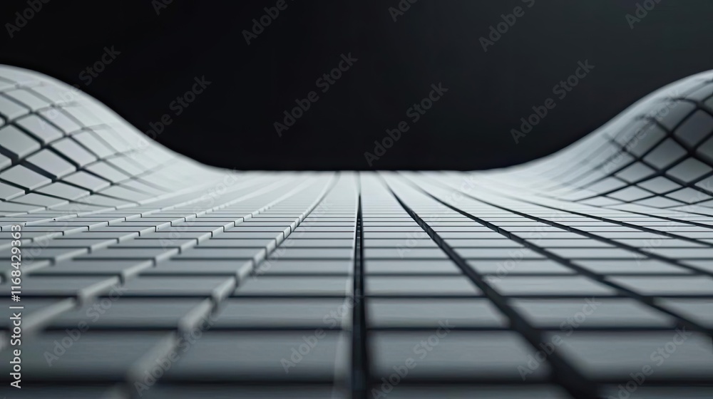 Poster Grid abstract background idea. Abstract view of a grid surface with a wavy pattern in a minimalist style.
