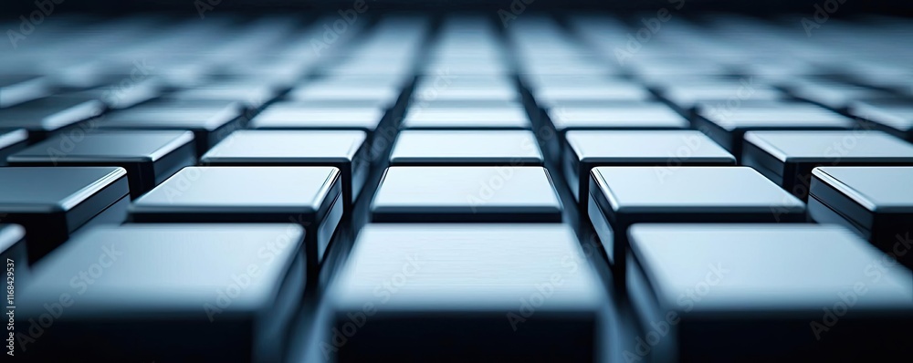 Aufkleber Grid abstract background idea. Close-up view of a modern keyboard with sleek, shiny keys and a futuristic design.