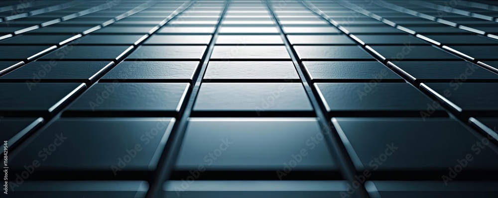 Poster Grid abstract background idea. A visually striking pattern of dark tiles creating a modern and sleek surface.