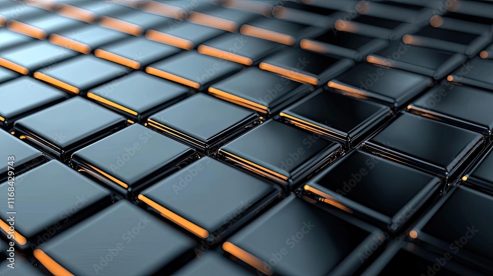 Aufkleber Grid abstract background idea. Abstract pattern of glossy black tiles creating a modern, sleek design element.