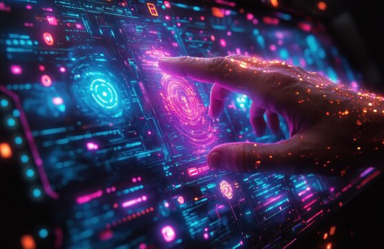 Secure Access Service Edge Technology Digital Interface Holographic Icons for Cloud Security and Cybersecurity Solutions