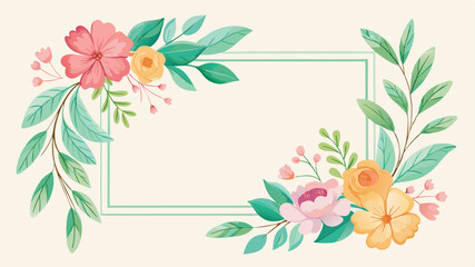 frame with flowers and butterflies