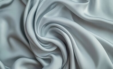 Draped silver gray satin fabric texture.