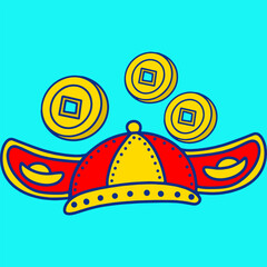 Colorful Traditional Chinese Crown Illustration, Traditional Chinese Ornament Illustration
