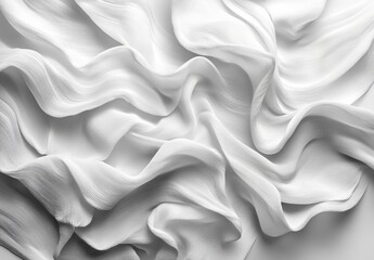 Fototapeta premium Abstract white fabric texture with soft, flowing waves and folds.