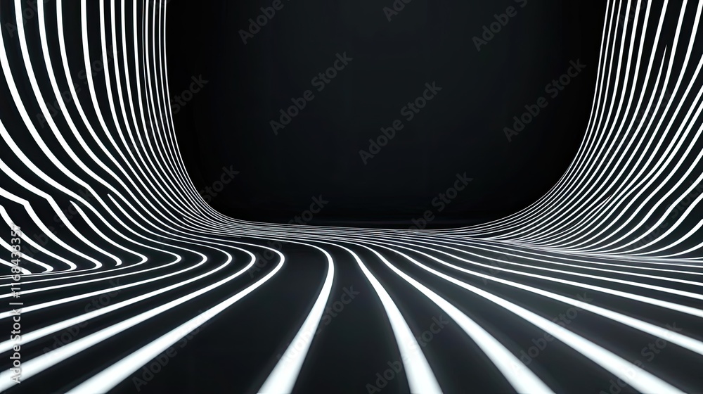 Poster Chalkboard abstract background idea. Abstract background featuring dynamic black and white stripes in a flowing design.