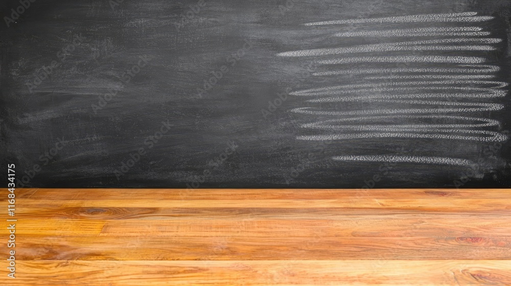 Poster chalkboard abstract background idea. a clean chalkboard background with a wooden surface for creativ