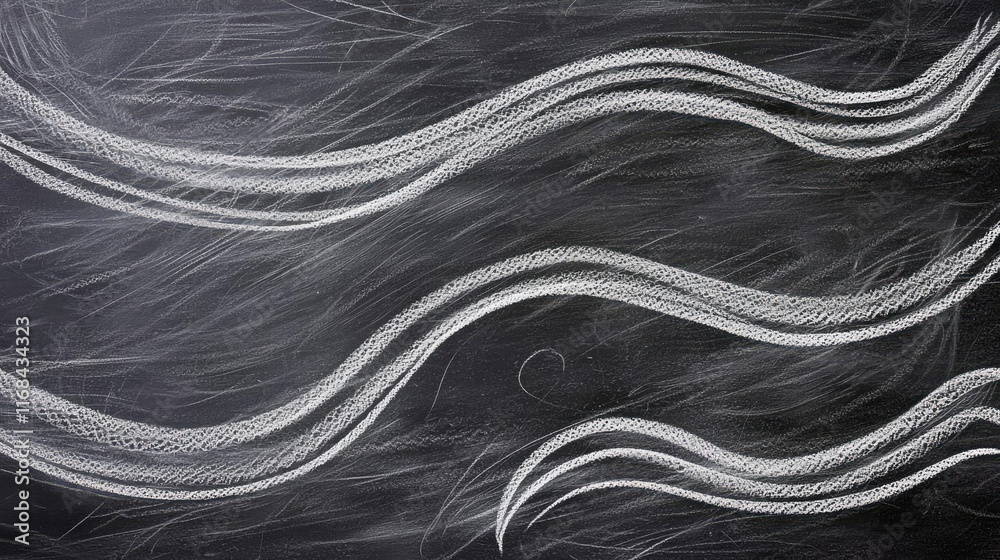 Aufkleber Chalkboard abstract background idea. Chalk texture on a blackboard with white abstract lines for creative design.