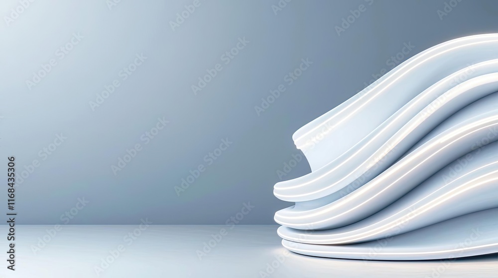 Poster chalkboard abstract background idea. a creative stack of white paper waves on a minimalist backgroun