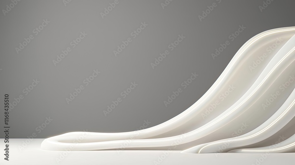 Poster Chalkboard abstract background idea. Abstract smooth curves in white against a minimalist gray background.