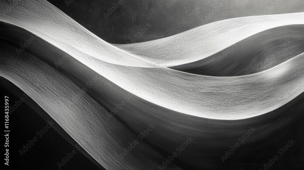 Aufkleber Chalkboard abstract background idea. Abstract black and white wave patterns creating a sense of depth and movement.