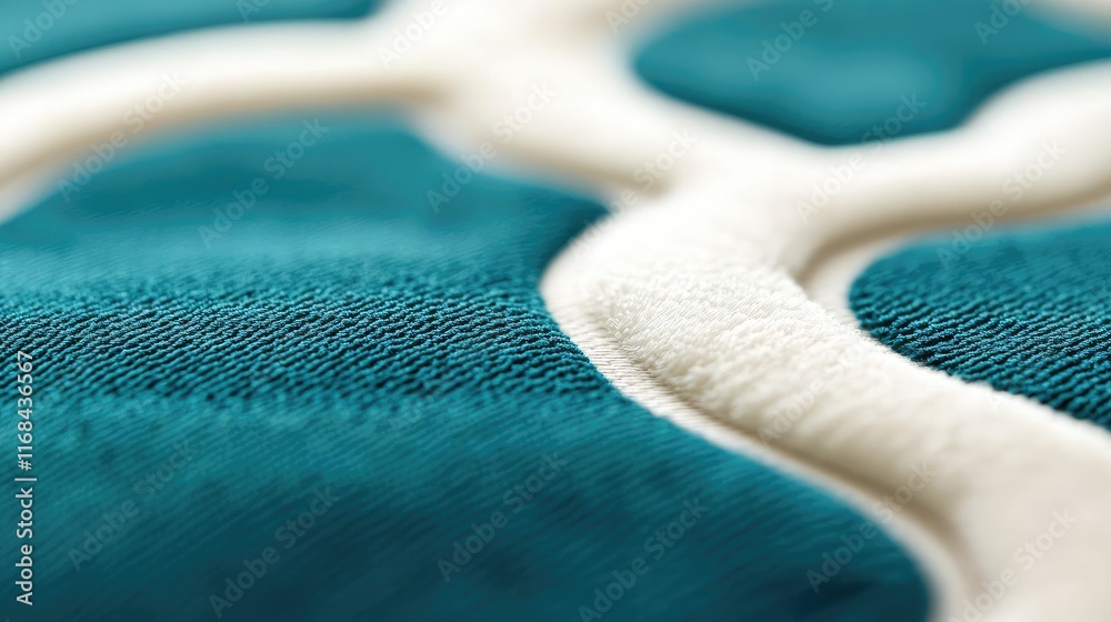 Aufkleber Velvet abstract background concept. Close-up of a textured fabric in teal and cream, showcasing intricate patterns and softness.
