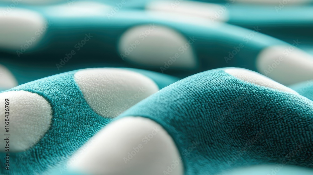 Aufkleber velvet abstract background concept. close-up of soft blue fabric with white polka dots, creating a t