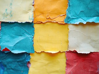 Fototapeta premium Vibrant Patchwork of Handmade Paper Art