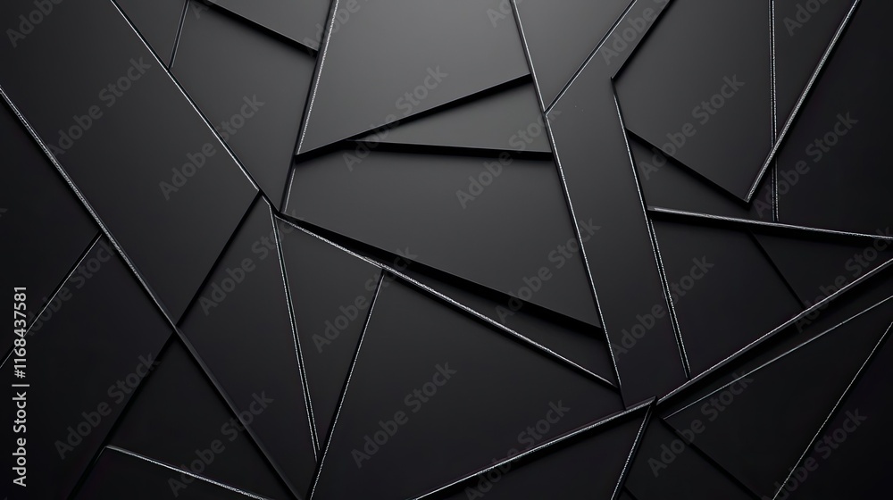 Fototapete Chalkboard abstract background idea. Abstract black geometric texture with angular shapes and layered patterns.
