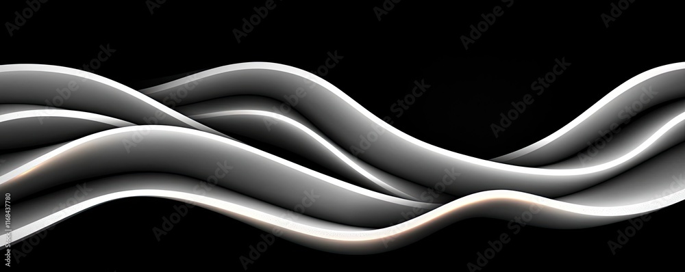 Poster Chalkboard abstract background idea. Abstract wave patterns in black and white, creating a sense of fluid motion and rhythm.
