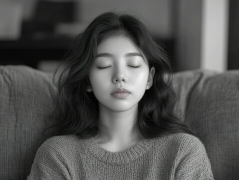 Serene Portrait of a Woman with Closed Eyes