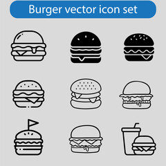 Burger icon vector art illustration of fast food set for UI and UX, website or mobile app design.
